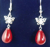 Retro Red Shell Pearl Water Drop Earrings
