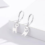 925 Silver Cat Charm Dangle Earrings for Women Girls Kids Jewelry