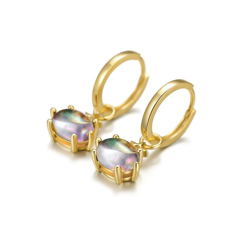 Colorful Stone Earrings Silver 925 Drop Earrings Wedding Party Gift