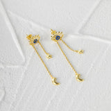 Devil Eye 925 Sterling Silver Drop Earrings Tassel Chain 18K Fine Jewelry