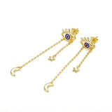 Devil Eye 925 Sterling Silver Drop Earrings Tassel Chain 18K Fine Jewelry