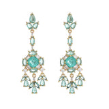 Vintage Silver Lake Green Zircon Crystal Tassel Earrings