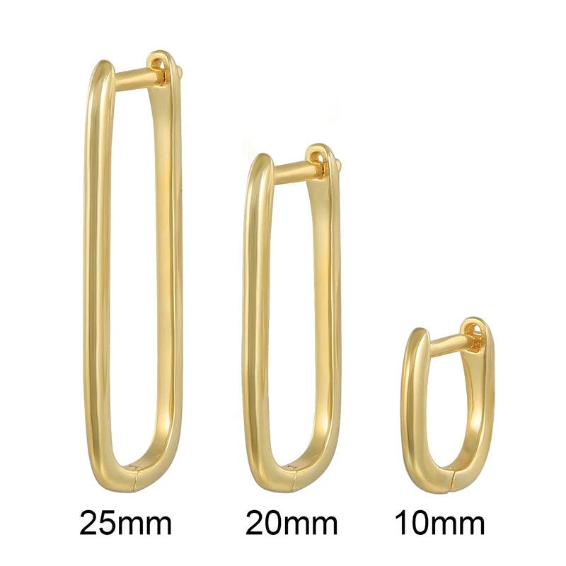 925 Silver Rectangular Hoop Earrings Geometric Frame Party Jewelry