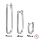 925 Silver Rectangular Hoop Earrings Geometric Frame Party Jewelry