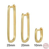 925 Silver Rectangular Hoop Earrings Geometric Frame Party Jewelry