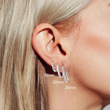 925 Silver Rectangular Hoop Earrings Geometric Frame Party Jewelry