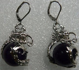 Women's Silver Plated Tuo Agate Retro Earrings