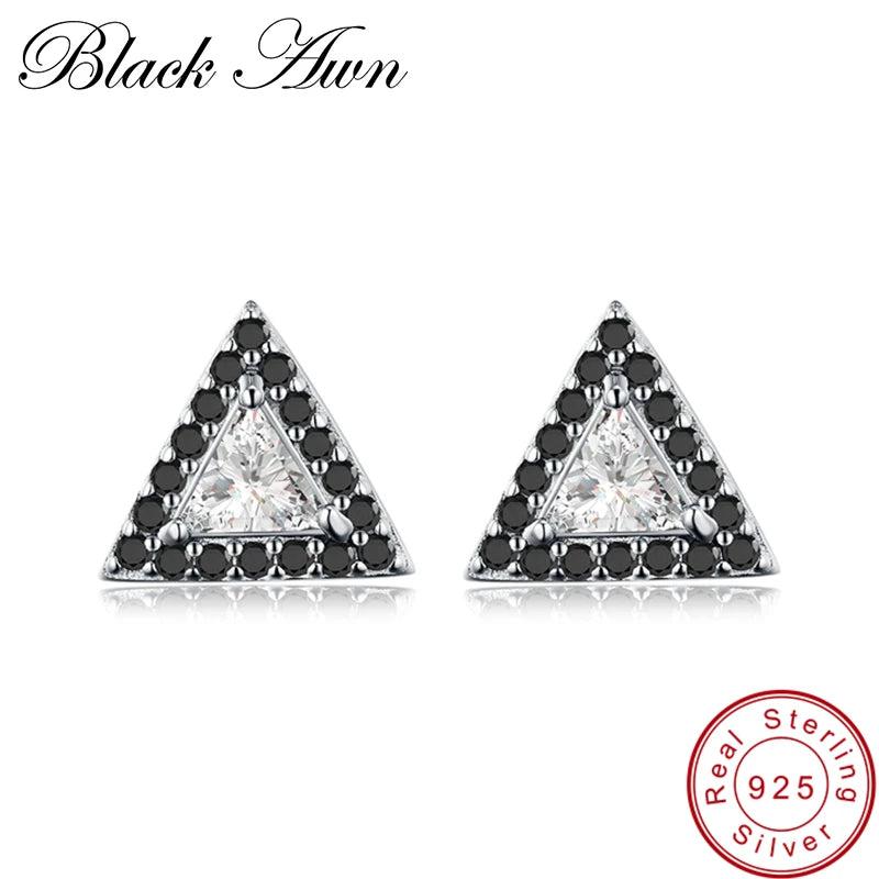 925 Silver Triangle Spinel Stone Stud Earrings for Women