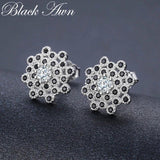 925 Silver Snowflake Stud Earrings for Women T203