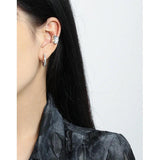 SHANICE 925 Silver Face C-shaped Hoop Earrings