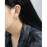 SHANICE 925 Silver Face C-shaped Hoop Earrings