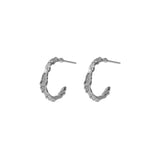 SHANICE 925 Silver Face C-shaped Hoop Earrings