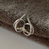 SHANICE S925 Silver Knot Twist Stud Earrings Geometric Statement Punk Vintage