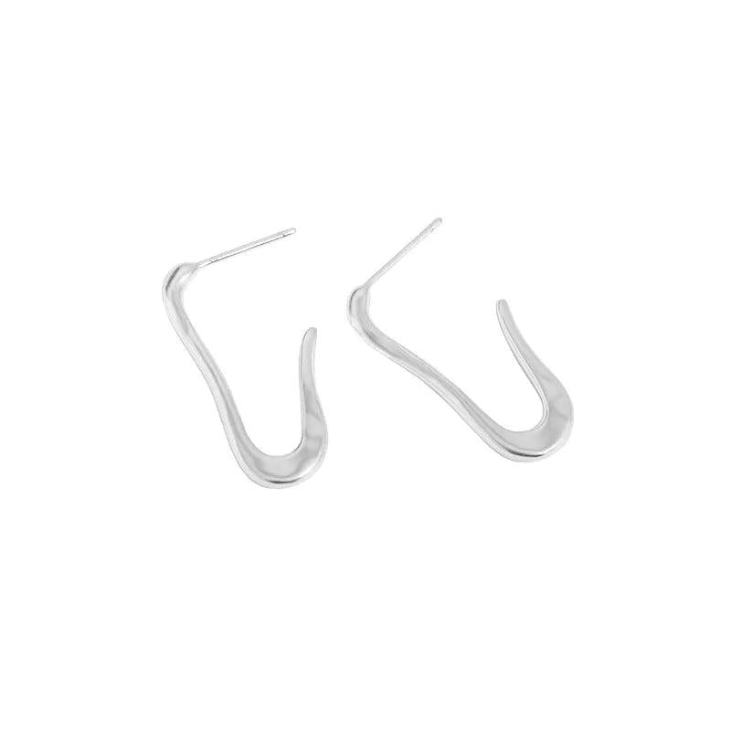 SHANICE 925 Sterling Silver Geometric U-shaped Lines Stud Earrings