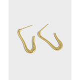 SHANICE 925 Sterling Silver Geometric U-shaped Lines Stud Earrings