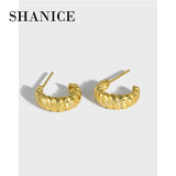 SHANICE 925 Sterling Silver Hoop Earrings Twill Twist Polygon Charming