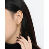 SHANICE 925 Sterling Silver Hoop Earrings Twill Twist Polygon Charming
