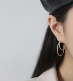SHANICE S925 Sterling Silver Stud Earrings Double Circles Twist Female Earrings