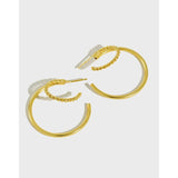 SHANICE S925 Sterling Silver Stud Earrings Double Circles Twist Female Earrings