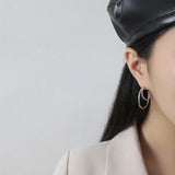 SHANICE S925 Sterling Silver Stud Earrings Double Circles Twist Female Earrings