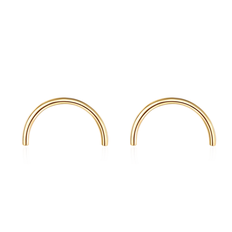 925 Sterling Silver Earring Gpld Smile Stud Earrings Circle Noble Ear Jewelry