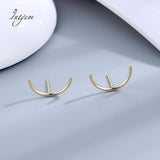 925 Sterling Silver Earring Gpld Smile Stud Earrings Circle Noble Ear Jewelry