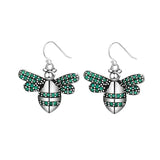 Green Zircon Bee Drop Earrings 925 Sterling Silver Fine Party Jewelry
