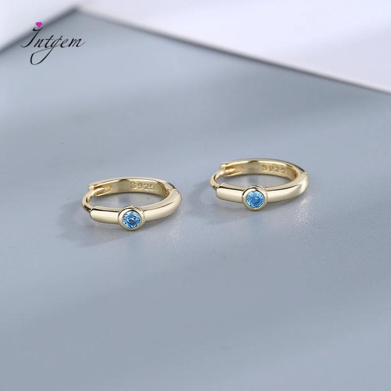 925 Silver Zircon Stone Hoop Earrings For Women