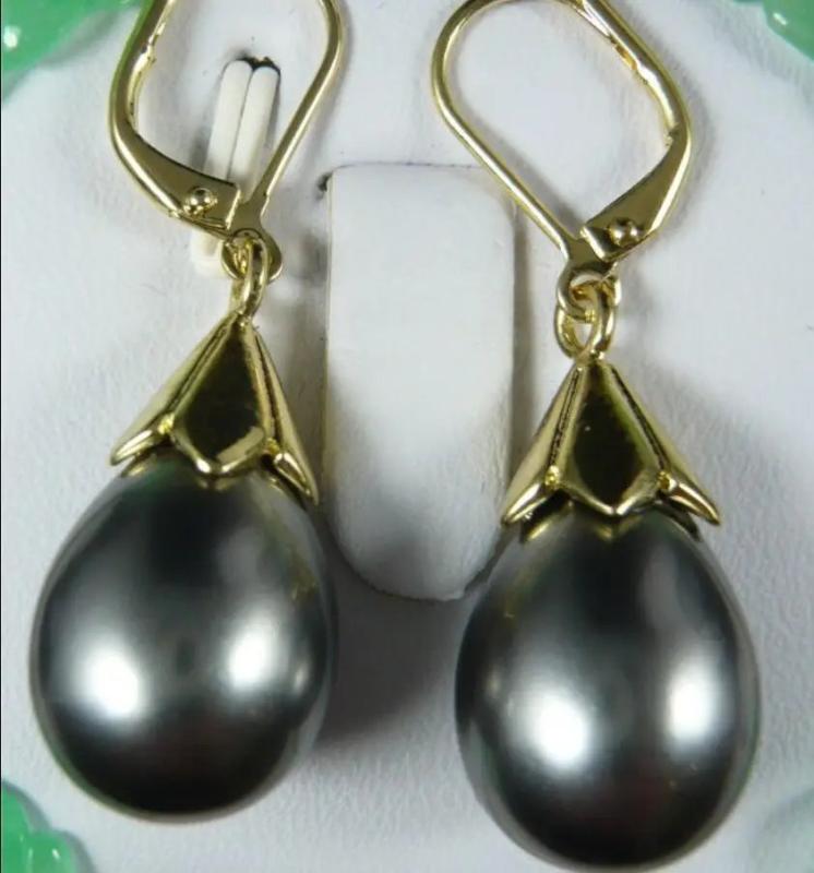 Retro Grey Shell Pearl Drop Earrings