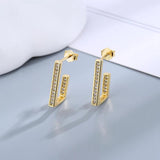 Sterling Silver Zircon Hoop Earrings