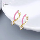 925 Silver Earrings18K Hoop Heart Wedding Jewelry