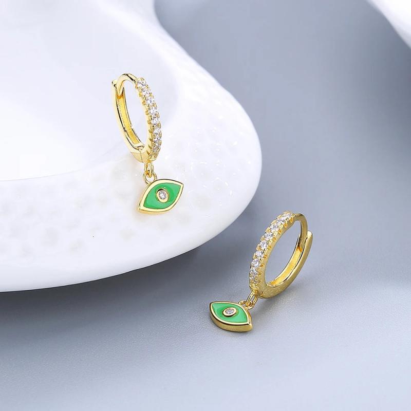 925 Silver 18K Circle Hoop Earrings Eye Shape for Women Wedding Jewelry