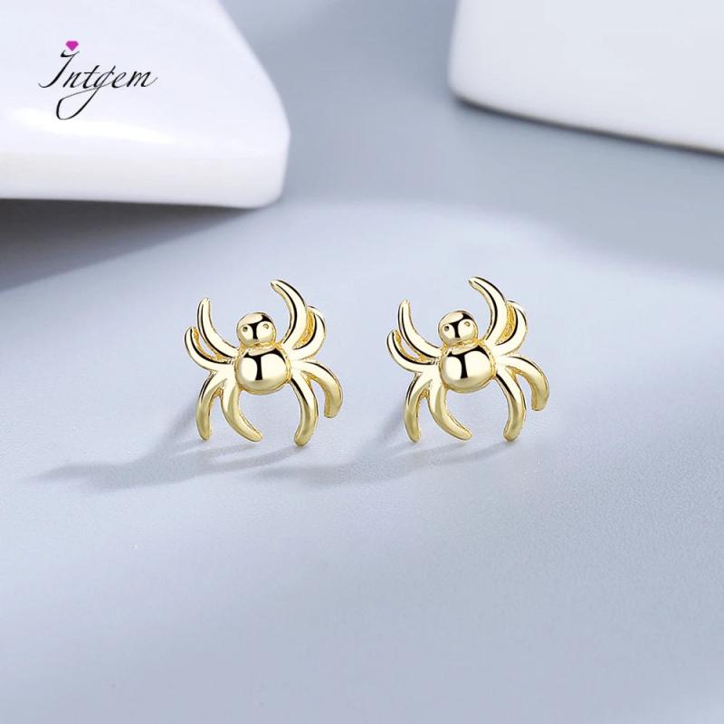 Spider Ear Stud Earrings 925 Sterling Silver Punk Jewelry