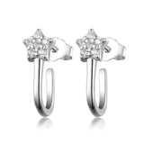 925 Silver Star Stud Earrings Sweet Fine Jewelry for Women