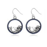 925 Silver Mermaid Drop Earrings Zircon Jewelry Gift