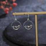 925 Silver Mermaid Drop Earrings Zircon Jewelry Gift