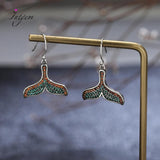 925 Silver Fish Tail Earrings with Zircon Inlay