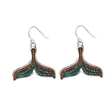 925 Silver Fish Tail Earrings with Zircon Inlay