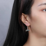 925 Silver Fish Tail Earrings with Zircon Inlay