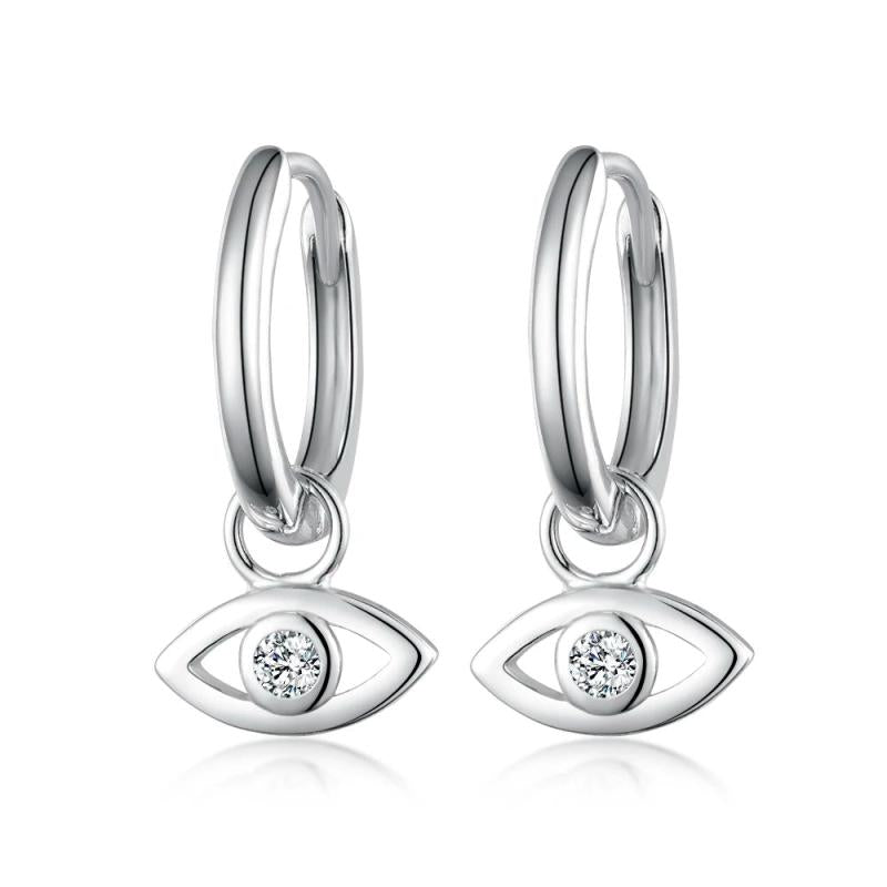 925 Silver Zircon Hoop Earrings for Women Men