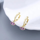 925 Silver Hoop Earrings Eye Shaped Zircon for Women