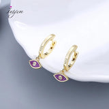925 Silver Hoop Earrings Eye Shaped Zircon for Women
