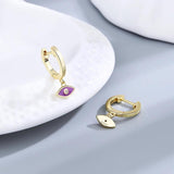 925 Silver Hoop Earrings Eye Shaped Zircon for Women