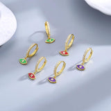 925 Silver Hoop Earrings Eye Shaped Zircon for Women