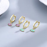 925 Silver Hoop Earrings Eye Shaped Zircon for Women