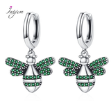 925 Silver Colorful Zircon Tree Bee Earrings