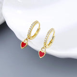 Red Heart Drop Earrings Zircon Women's Jewelry Romantic Gift