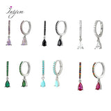 925 Silver Earrings Geometric Water Drop Diamond Celi French Hoop Jewelry