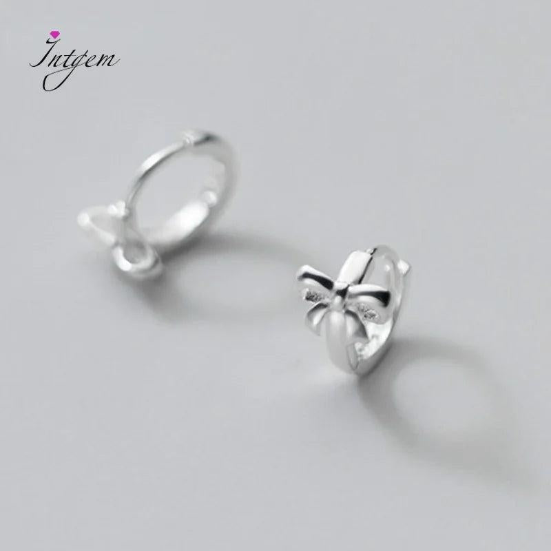 925 Silver Hollow Bow-knot Hoop Earrings for Women