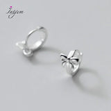 925 Silver Hollow Bow-knot Hoop Earrings for Women